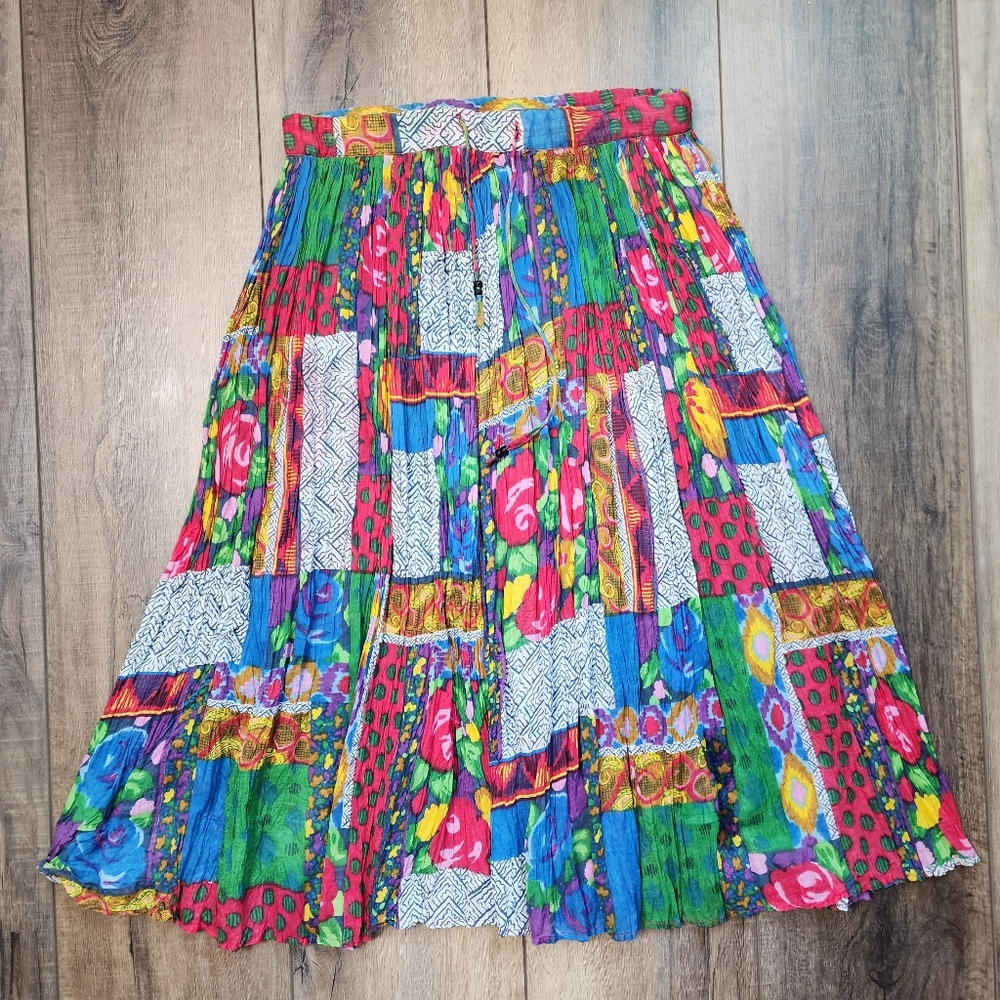 Euc Diversity Petites Patchwork Style Cotton Draw… - image 1